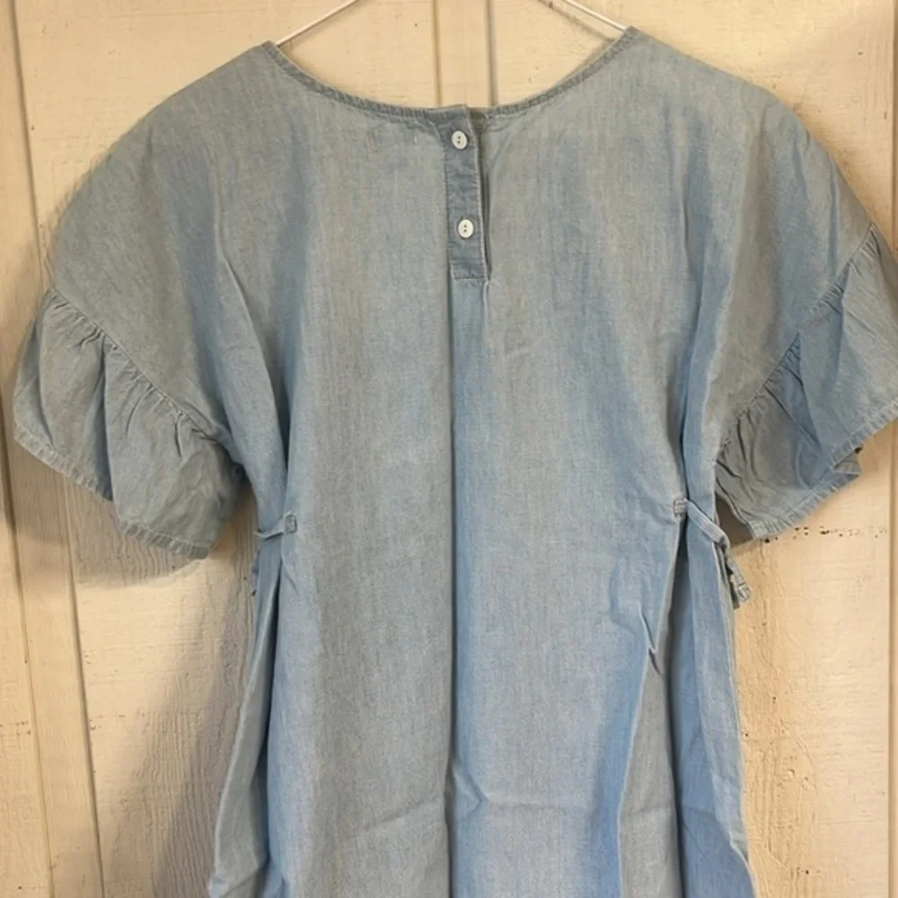 Gymboree chambray‎ Ruffled sleeve dress kids size extra large size 14